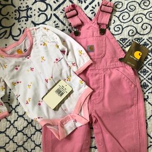 Carhartt pink overalls and onesie set
